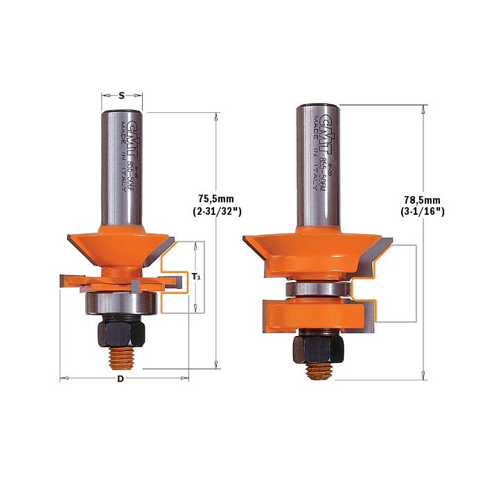 CMT 855.506.11 V-Tongue & Groove Bit Set, 1/2-Inch Shank, 1-3/4-Inch Diameter