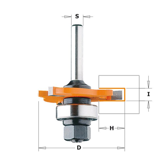 CMT 822.320.11B 3-Wing Slot Cutter with Bearing and Arbor, 5/64-Inch Cutting Length, 1/2-Inch Shank