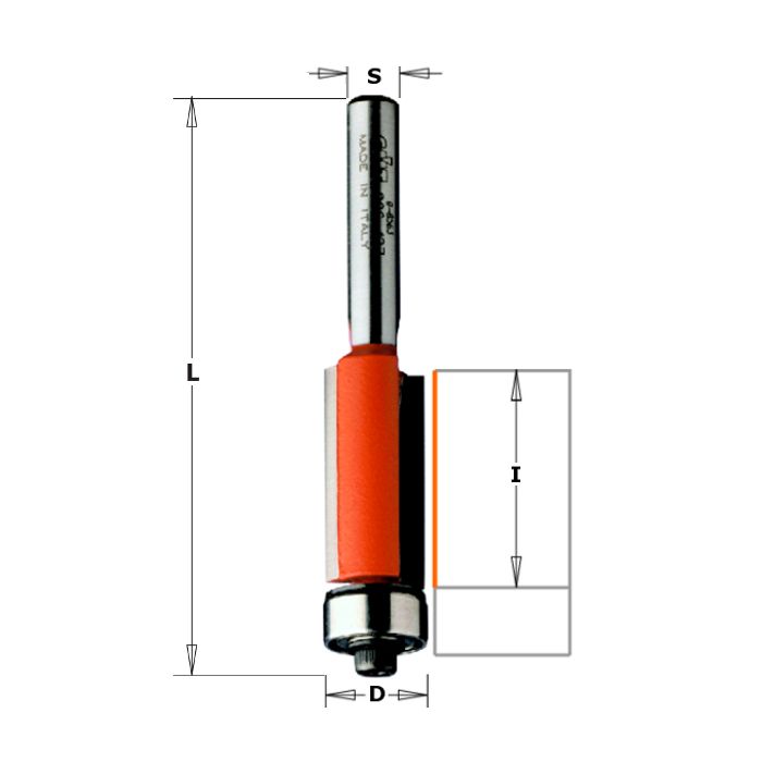 CMT 806.095.11-X10 10-Pcs Flush Trim bit Masterpack, 1/4-Inch Shank, 1-Inch Cutting Length