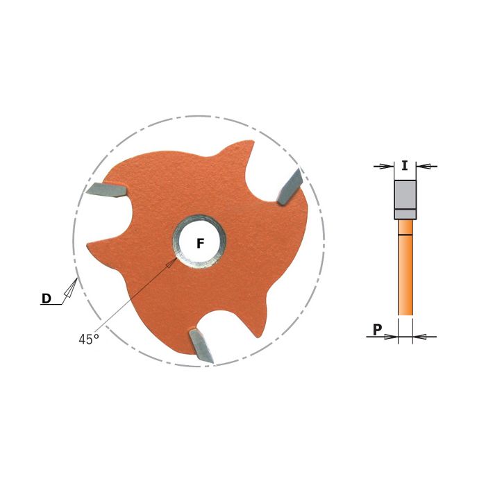 CMT 823.332.11 3-Wing Slot Cutter with 45