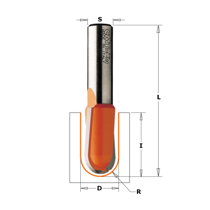 CMT 814.095.11 Round Nose Bit, 3/16-Inch Radius, 1/4-Inch Shank