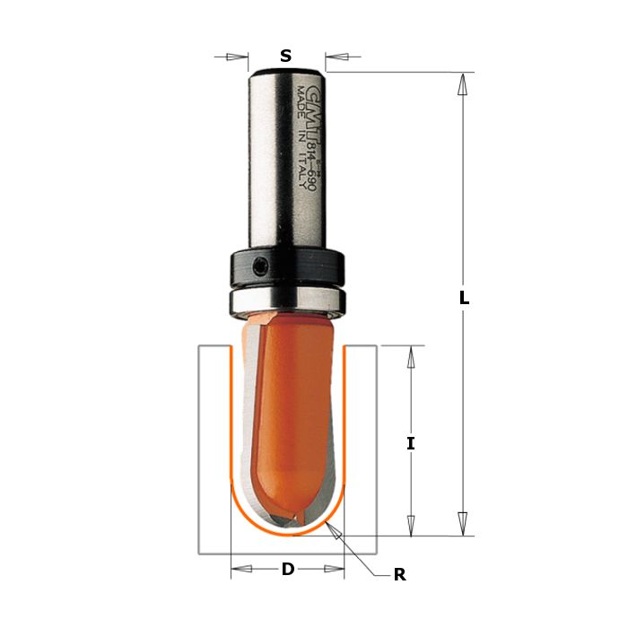 CMT 814.127.11B Round Nose Bit, 1/4-Inch Shank, 1/4-Inch Radius
