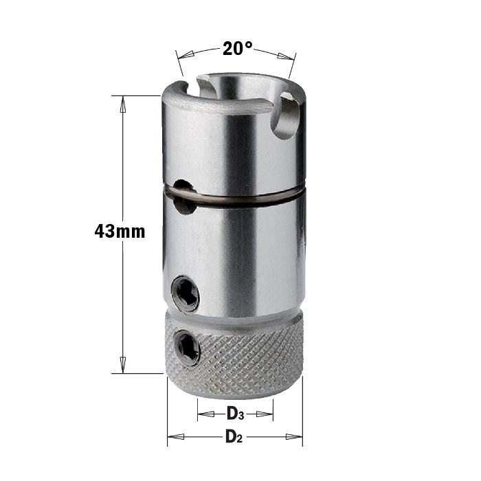 CMT 360.201.00 Drill Adaptor for Morbidelli, 10mm (25/64-Inch) Shank, 19.25mm (3/4-Inch) Diameter, Right and Left Hand Rotation