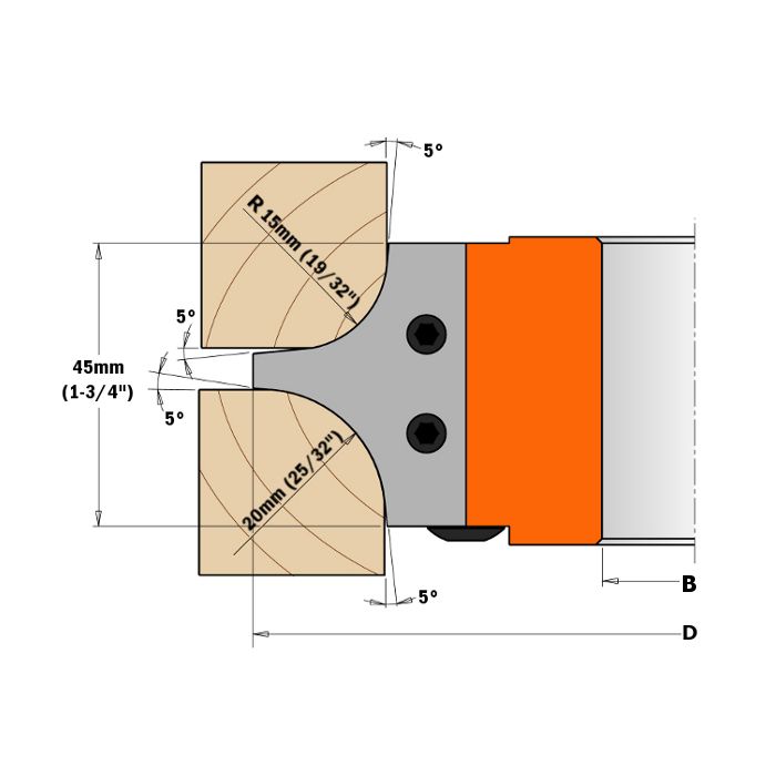 CMT 695.004.15 Pair of knives for CMT Multiradius Cutter Head, 19/32-Inch & 25/32-Inch Radius; Shaper Cutter