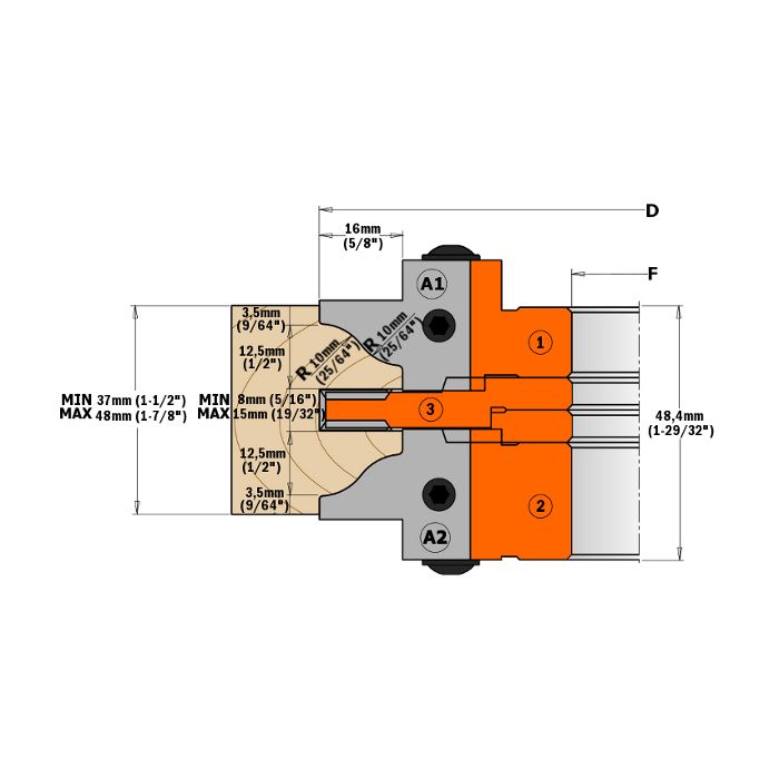 CMT 695.015.A1 Pair of Knives for Profile and Counterprofile Cutter Head Set Shaper Cutter