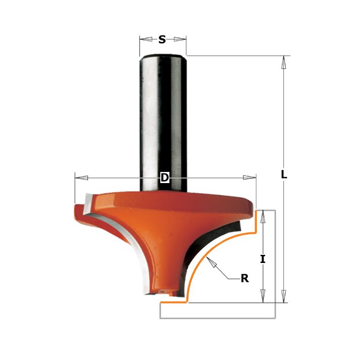 CMT 827.595.11 Ovolo Bit, 3/8-Inch Radius, 1/2-Inch Shank