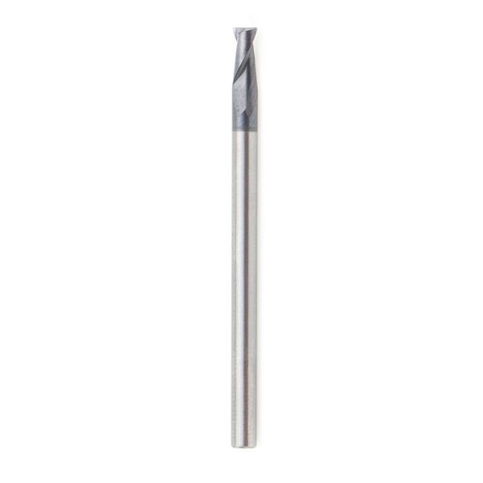 Amana tool 51461 SC Spiral for Steel, Stainless Steel & Non Ferrous Metal with AlTiN Coating 2-Flute x 1/8 D x 1/4 CH x 1/8 SHK x 2 Inch Long Up-Cut Router Bit / 45 Deg Corner Chamfer End Mil