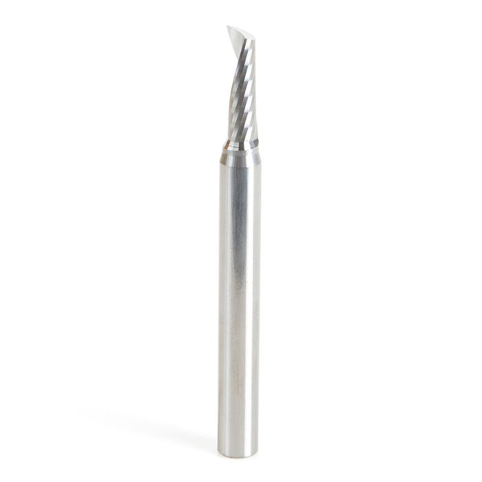 Amana tool 51494 Metric SC Spiral O Single Flute, Aluminum Cutting 5 D x 16 CH x 6 SHK x 63mm Long Up-Cut ?Router Bit with Mirror Finish