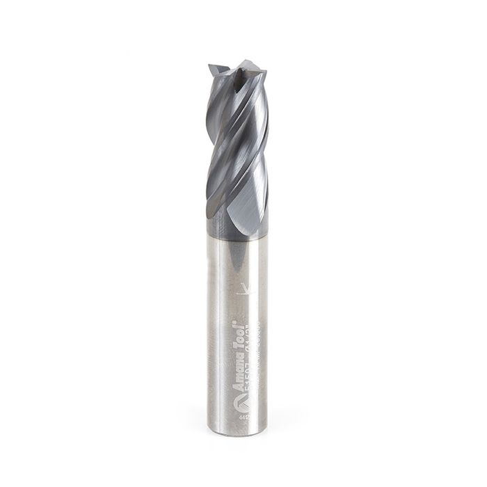 Amana tool 51597 Solid Carbide Spiral CNC Variable Helix for Stainless Steel, Steel, Titanium, Cast Iron and Cermet with AlTiN Coating 4-Flute x 1/2 Dia x 1 Cut Height x 1/2 Shank x 3 Inches Long Up-Cut CNC Square Bottom End Mil