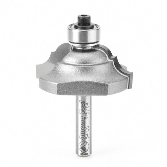 Amana tool 54106 Carbide Tipped Classical Bead & Cove 7/32 x 15/64 R x 1-1/2 D x 5/8 CH x 1/4 Inch SHK w/ Lower BB Router Bit