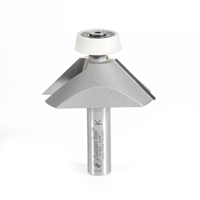 Amana 57163 Carbide Tipped Lansen Stainless Steel Edge Sinks 45 Deg Bevel Solid Surface 2-3/8 Dia x 13/16 x 1/2 Inch Shank Router Bit