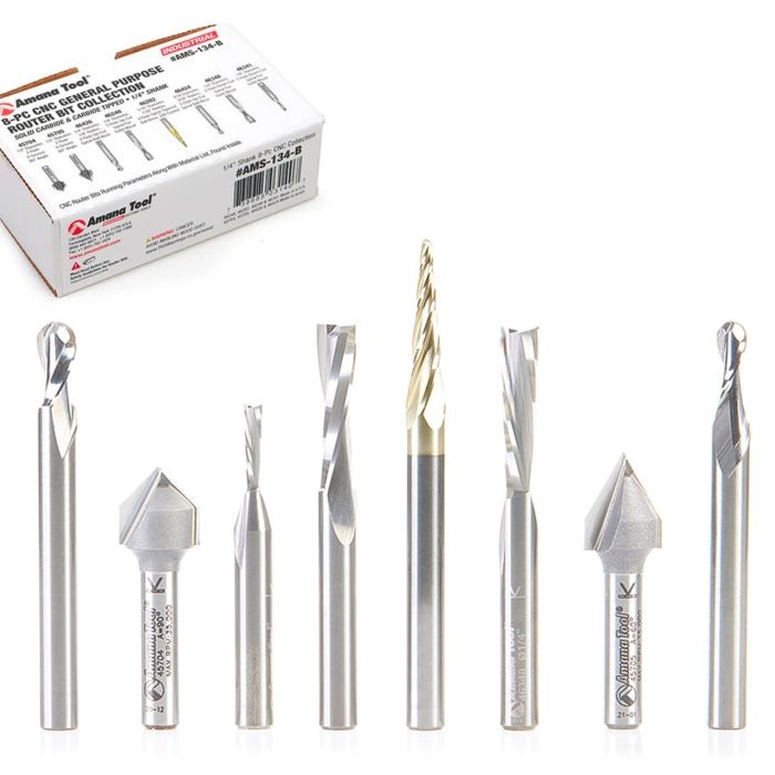 Bnb134 Router Bit Amana tool AMS-134-B 8-Pc CNC General Purpose 1/4 Inch SHK Router...