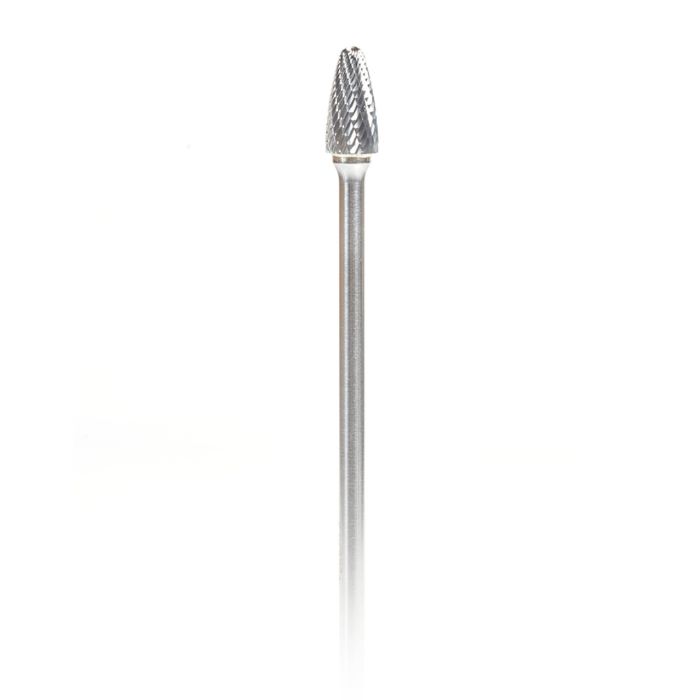 Amana tool BURS-146 Tree Shape SC Head 1/2 D x 1 CH x 1/4 SHK x 7 Inch Long Double Cut SF Burr Bit