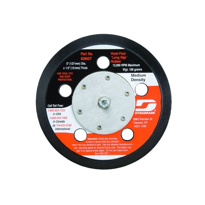 Dynabrade 50607 5" (127 mm) Dia. Vacuum Disc Pad, Hook-Face, Long Nap