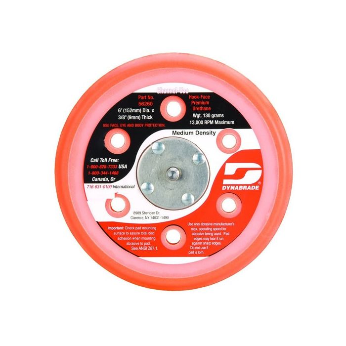Dynabrade 56253 5" (127 mm) Dia. Vacuum Disc Pad, Hook-Face, Short Nap