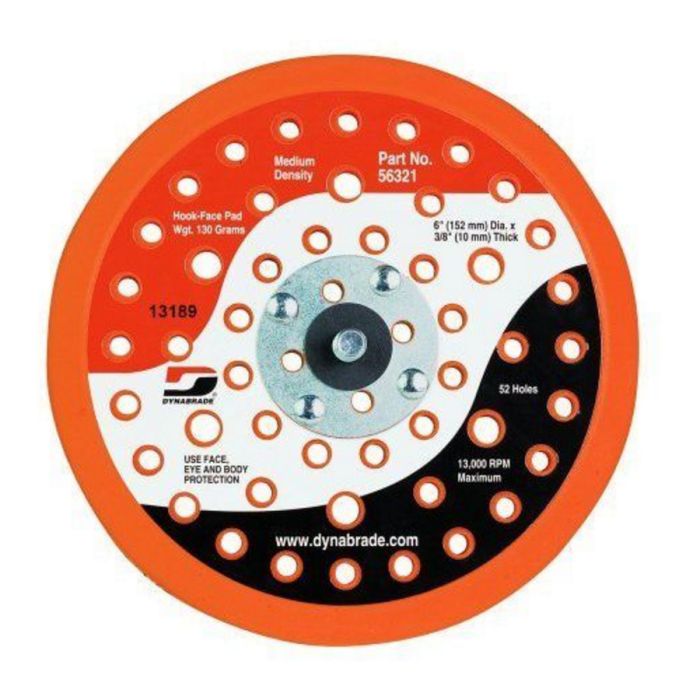 Dynabrade 56321 6" (152 mm) Dia. Vacuum Disc Pad, Hook-Face, 52 Holes