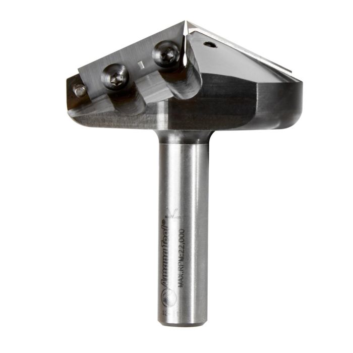 Amana tool RC-1177 SC Insert V-Groove 130 Deg. Double Edge Folding for Shaping Aluminum Composite Material (ACM) Panels, 3mm Tip Cut Width x 2-1/8 D x 15/32 CH x 1/2 Inch SHK Router Bit
