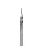 Amana tool 46280-U CNC 2D and 3D Carving 6.2 Deg Tapered Angle Bal Nose x 1/32 D x 1/64 R x 1 CH x 1/4 SHK x 3 Inch Long x 3 Flute SC Upcut Router Bit