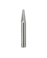 Amana tool BURS-212 Radius Cone Shape SC 1/4 D x 5/8 CH x 1/4 SHK x 2 Inch Long Double Cut SL Burr Bit