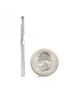 Amana tool 51437 CNC SC Spiral O Single Flute, Plastic Cutting 1/8 D x 3/4 CH x 1/8 SHK x 2 Inch Long Up-Cut Router Bit with Mirror Finish
