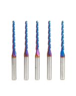 Amana tool 46284-K-5, 5-Pack CNC Spektra Extreme tool Life Coated SC 2D and 3D Carving 1 Deg Tapered Angle Bal Nose x 1/8 D x 1/16 R x 1-1/2 CH x 1/4 SHK x 3 Inch Long x 3 Flute Router Bit