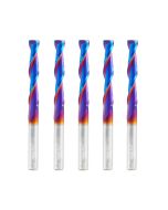 Amana tool 46577-K-5, 5-Pack CNC Spektra Extreme tool Life Coated Spiral 2D/3D Carving 0.10 Deg Straight Angle Flat Bottom x 1/4 D x 1-1/2 CH x 1/4 SHK x 3 Inch Long x 2 Flute SC Up-Cut Router Bits