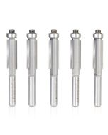 Amana tool 47100-5, 5-Pack Carbide Tipped Flush Trim 3/8 D x 1 CH x 1/4 SHK x 2-5/8 Inch Long Router Bits w/ Lower Bal Bearing