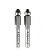 Amana tool 47102-2, 2-Pack Carbide Tipped Flush Trim 3/8 D x 1 CH x 1/4 SHK x 2-5/8 Inch Long Router Bits w/ Lower Bal Bearing