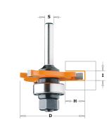 CMT 822.332.11A 3-Wing Slot Cutter with Bearing and Arbor, 1/8-Inch Cutting Length, 1/4-Inch Shank