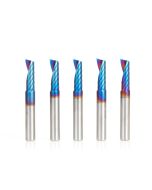 Amana tool 51404-K-5, 5-Pack CNC Spektra Coated SC Spiral O Single Flute, Plastic Cutting 1/4 D x 3/4 CH x 1/4 SHK x 2 Inch Long Up-Cut Router Bits with Mirror Finish