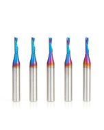 Amana tool 51511-K-5, 5-Pack CNC Spektra Coated SC Spiral O Single Flute, Plastic Cutting 1/8 D x 1/2 CH x 1/4 SHK x 2 Inch Long Down-Cut Router Bits with Mirror Finish