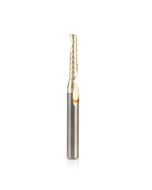 Amana tool 57347-Z SC Spiral O Single Flute, Improved Surface Finish Aluminum Cutting 3/16 D x 7/8 CH x 1/4 SHK x 2 Inch Long Up-Cut ZrN Coated Router Bit with Mirror Finish