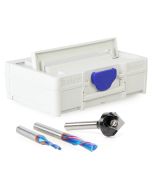 Amana tool AMS-299-T 3-Pc CNC Solid and Insert Carbide Starter Pack with 90 Deg V-Groove in Stackable Tanos Systainer Plastic Case, 1/4 Inch Shank