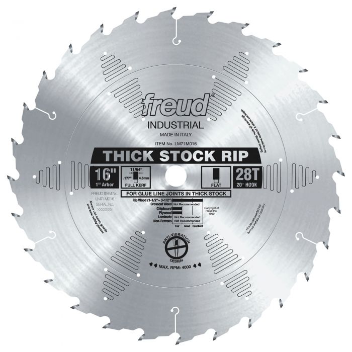 Freud LM71M016 16" Thick Stock Rip Blade