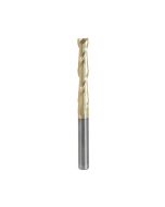 Amana tool 46577 CNC 2D and 3D Carving 0.10 Deg Angle Straight Flat Bottom x 1/4 D x 1-1/2 CH x 1/4 SHK x 3 Inch Long x 2 Flute SC ZrN Coated Router Bit