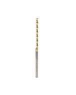 Amana tool 46299 CNC 2D and 3D Carving 0.10 Deg Tapered Angle Flat Bottom x 1/8 D x 1-12 CH x 1/8 SHK x 3Inch Long x 3 Flute SC ZrN Coated Router Bit