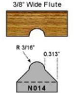 3/16 radius flute cut profile