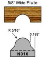 N016 5/16 radius flute shaper cutter profile