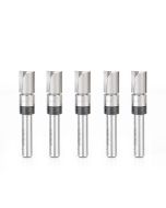Amana tool 45475-5, 5-Pack Carbide Tipped Flush Trim Plunge Template 3/8 D x 1/2 CH x 1/4 Inch SHK w/ 2 Upper Bal Bearings Router Bits