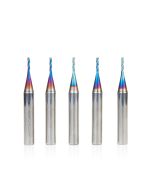 Amana tool 46290-K-5, 5-Pack CNC Spektra Extreme tool Life Coated Spiral 2D/3D Carving 0.10 Deg Tapered Angle Flat Bottom x 1/16 D x 5/16 CH x 1/4 SHK x 2 Inch Long x 3 Flute SC Up-Cut Router Bits