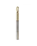 Amana tool 46493 Extra Long CNC 2D and 3D Carving Tapered Bal Nose 0.10 Deg x 1/2 D x 1/4 R x 1 CH x 1/2 SHK x 6 Inch Long x 3 Flute Solid Sub Micrograin Carbide ZrN Coated Reduced SHK Router Bit