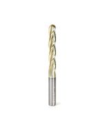 Amana tool 46494 CNC 2D and 3D Carving 0.10 Deg Straight Angle Bal Nose x 3/8 D x 3/16 R x 2-1/4 CH x 3/8 SHK x 4 Inch Long x 3 Flute SC ZrN Coated Upcut Router Bit