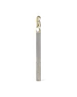 Amana tool 46496 Extra Long CNC 2D and 3D Carving Tapered Bal Nose 0.10 Deg Angle x 1/2 Dia x 1/4 Radius x 1-1/4 Cut Height x 1/2 Shank x 7 Inch Long x 3 Flute Solid Carbide ZrN Coated Reduced Shank Router Bit