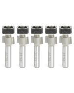 Amana tool 47147-5, 5-Pack Laminate Trimmer with Euro TM Square Bearing 1/2 Dia x 19/64 Cut Height x 1/4 Inch Shank Carbide Tipped Router Bits