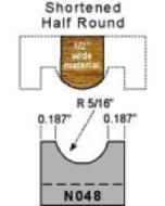 5/16 radius shortened half round profile