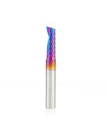 Amana tool 51404-K CNC Spektra Coated SC Spiral O Single Flute, Plastic Cutting 1/4 D x 3/4 CH x 1/4 SHK x 2 Inch Long Up-Cut Router Bit with Mirror Finish