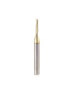 Amana tool 51482-Z CNC SC Spiral O Single Flute, Aluminum Cutting 1/8 D x 5/8 CH x 1/4 SHK x 2-1/2 Inch Long Up-Cut ZrN Coated Router Bit with Mirror Finish