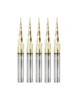 Amana 46280-5, 5-Pack CNC 2D and 3D Carving 6.2 Deg Tapered Angle Ball Tip x 1/32 Dia x 1/64 Radius x 1 x 1/4 Shank x 3 Inch Long x 3 Flute Solid Carbide Up-Cut Spiral ZrN Coated Router Bits