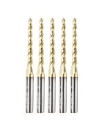 Amana 46284-5, 5-Pack CNC 2D and 3D Carving 1 Deg Tapered Angle Ball Tip 1/8 Dia x 1/16 Radius x 1-1/2  x 1/4 Shank x 3 Inch Long x 3 Flute Solid Carbide Up-Cut Spiral ZrN Coated Router Bits