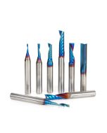 Amana tool AMS-165-K 8-Pc CNC Spektra Extreme tool Life Coated Plastic Cutting Solid Carbide Spiral O Flute 1/4 SHK Router Bit Colection